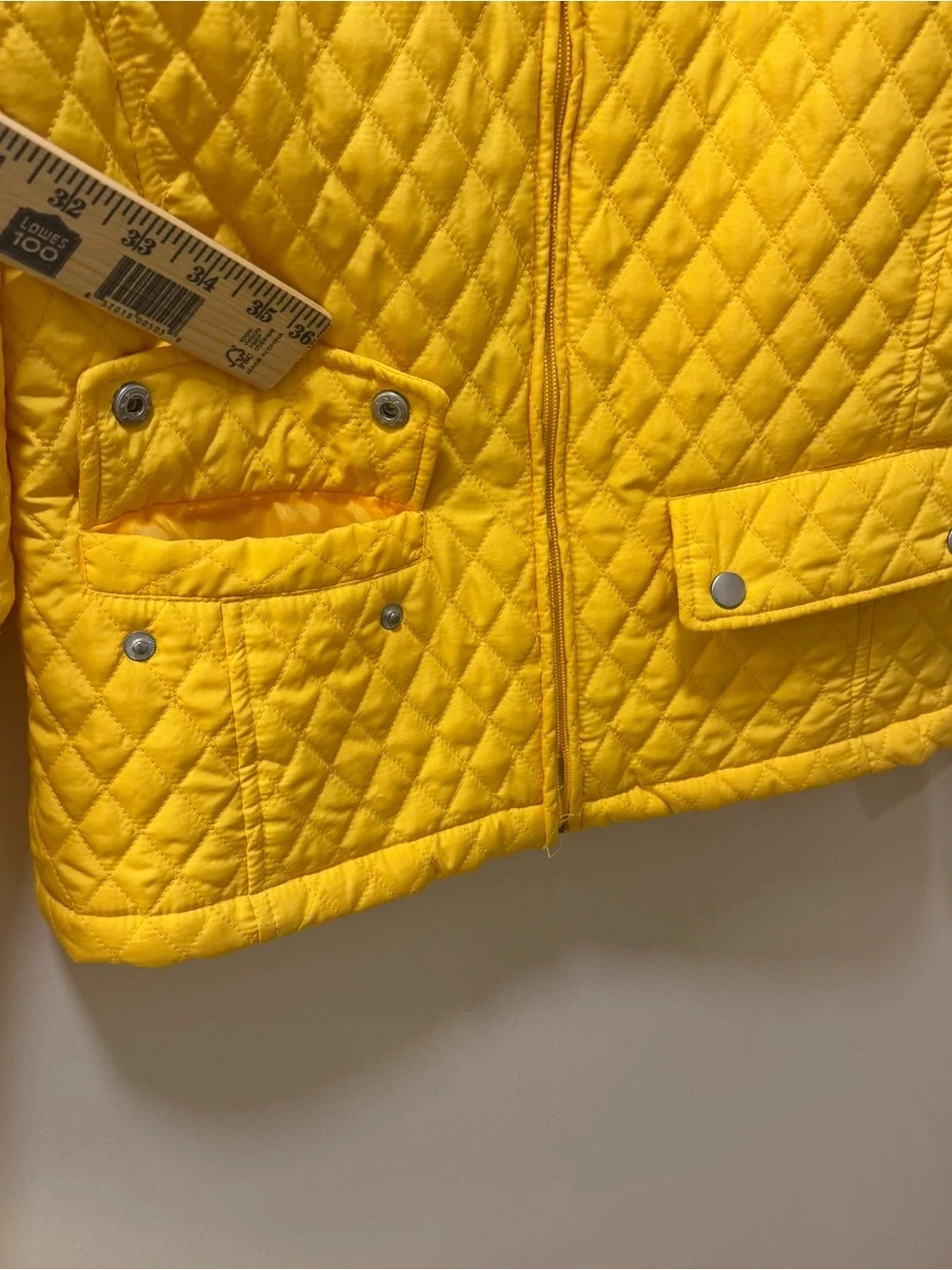 Jane Ashley Canary Yellow Quilted Puffer Jacket Lightweight Size Petite Med PM